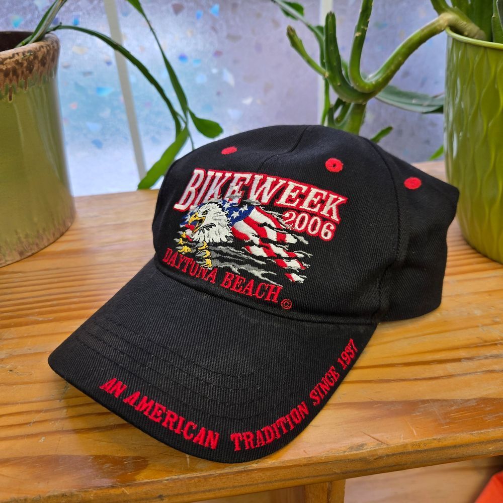 2006 Bike‎ Week Daytona Trucker Hat Beach Harley Eagle Trinity Racing OSFM Black
